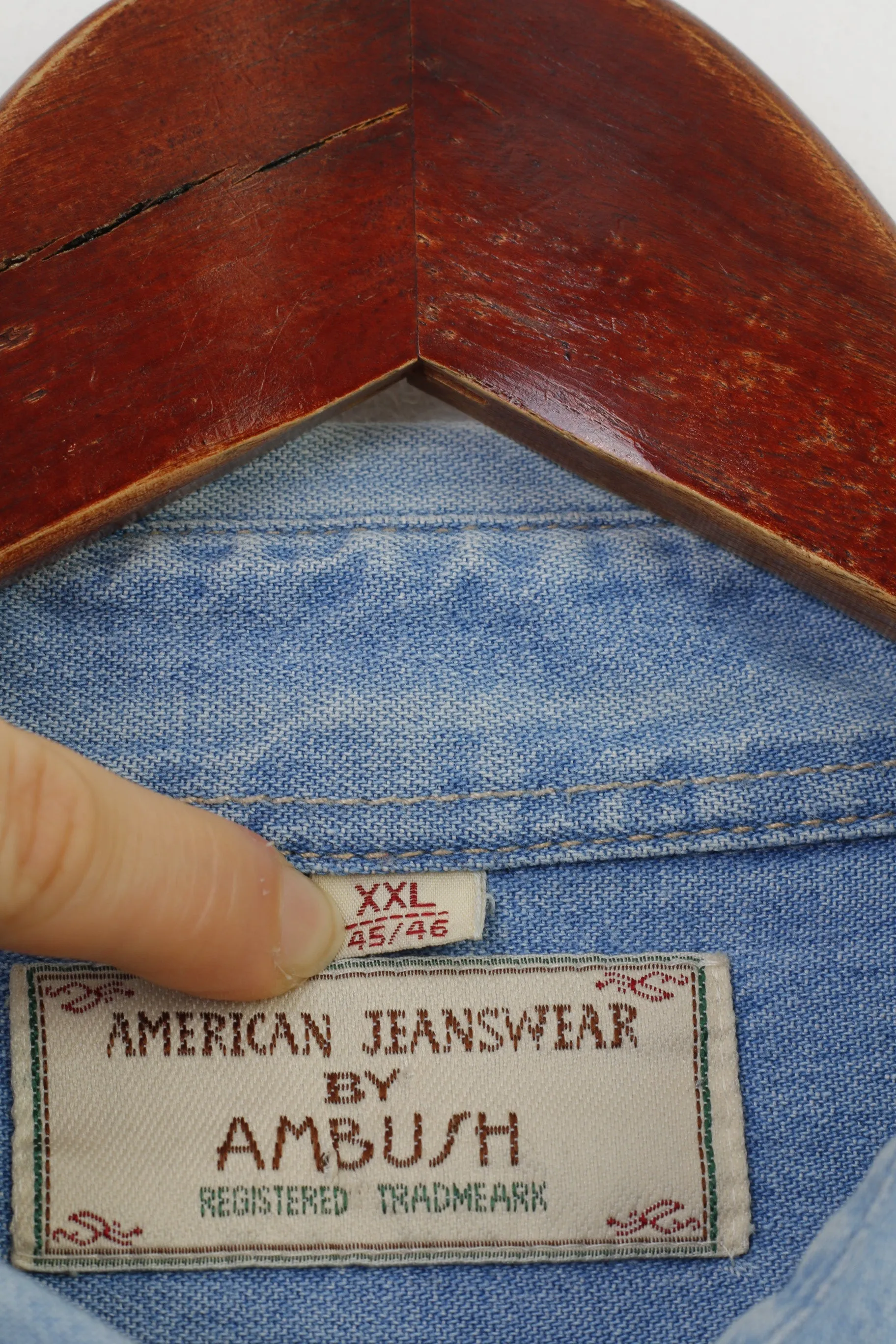 Blue Mens XXL Long Sleeve Denim Shirt - American Jeanswear Cotton Collared Top
