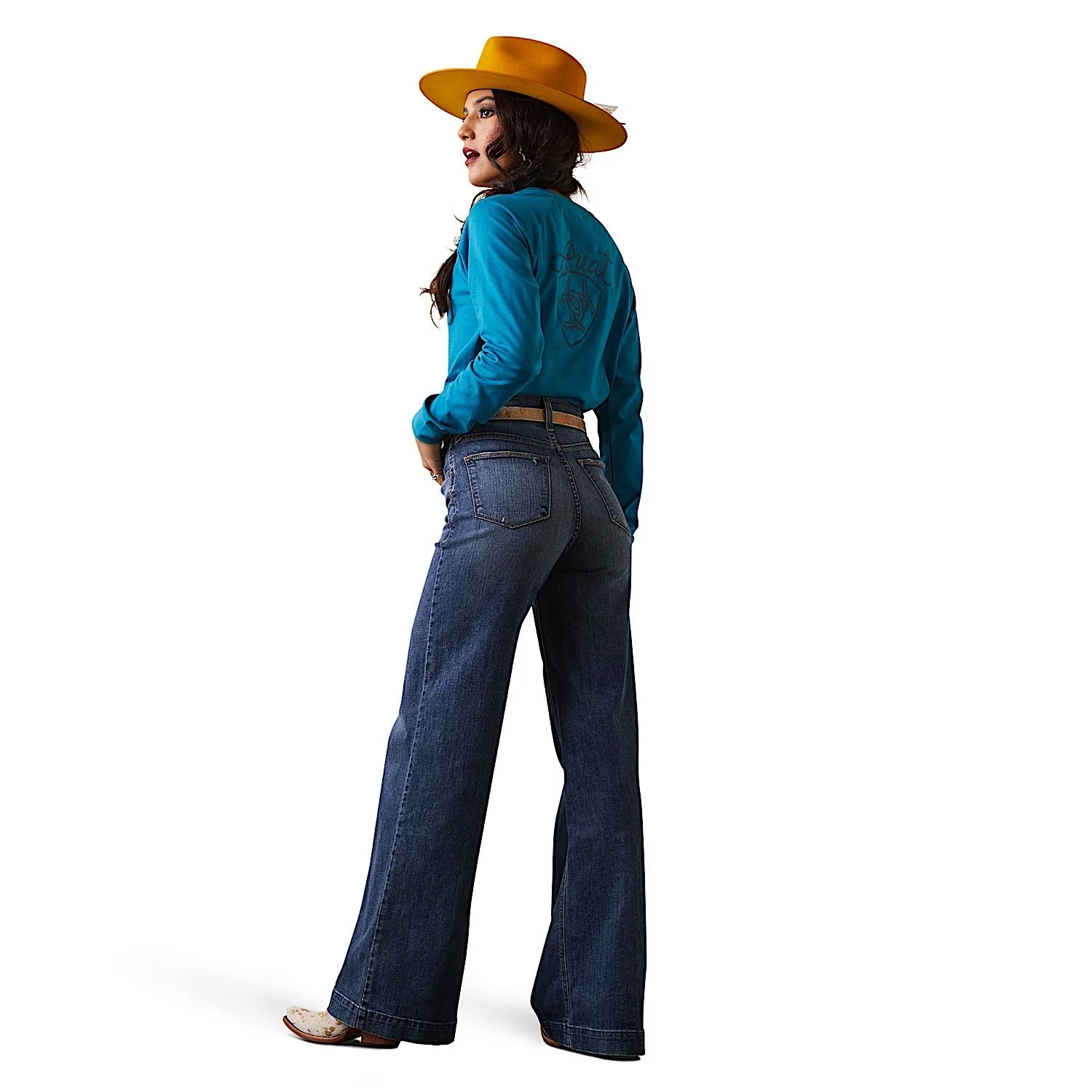 Ariat Womens R.E.A.L. Ultra High Rise Wide Leg Jeans in Jazmine Canadian Wash