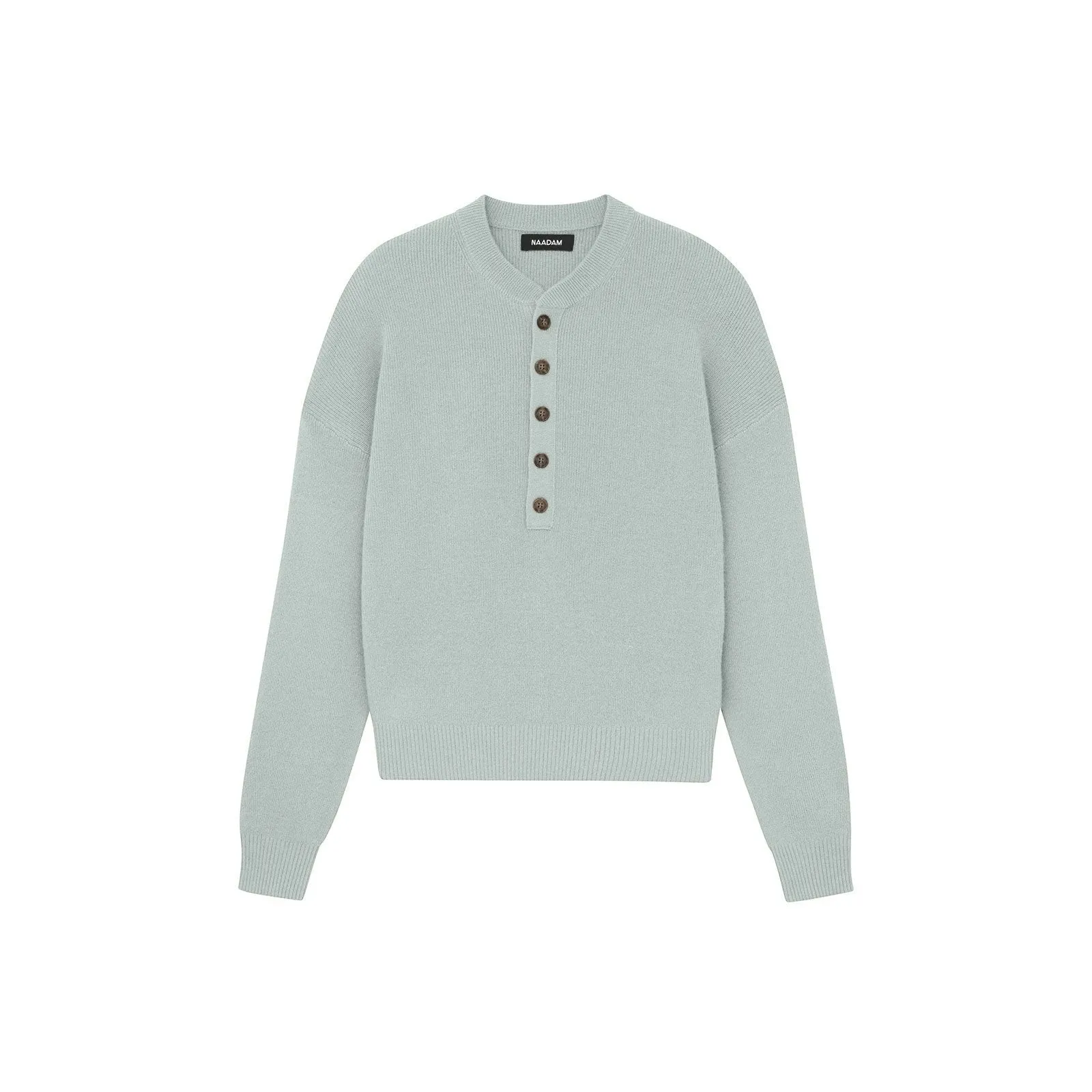 Ribbed Cashmere Henley Sweater