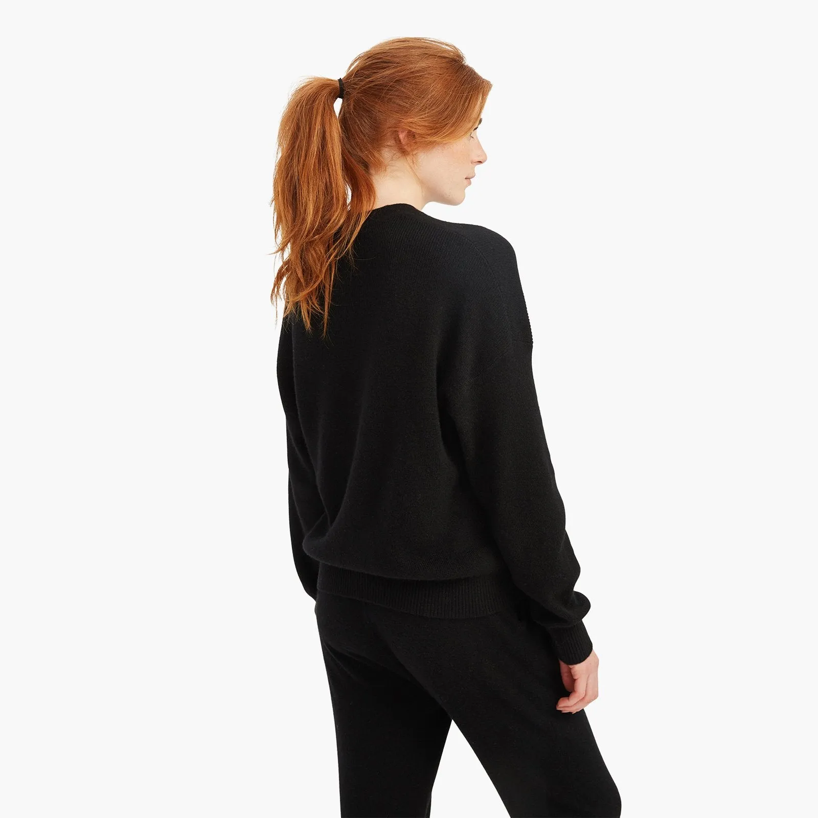 Ribbed Cashmere Henley Sweater