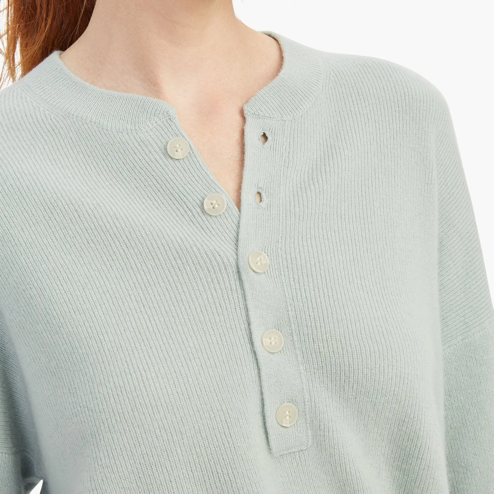 Ribbed Cashmere Henley Sweater