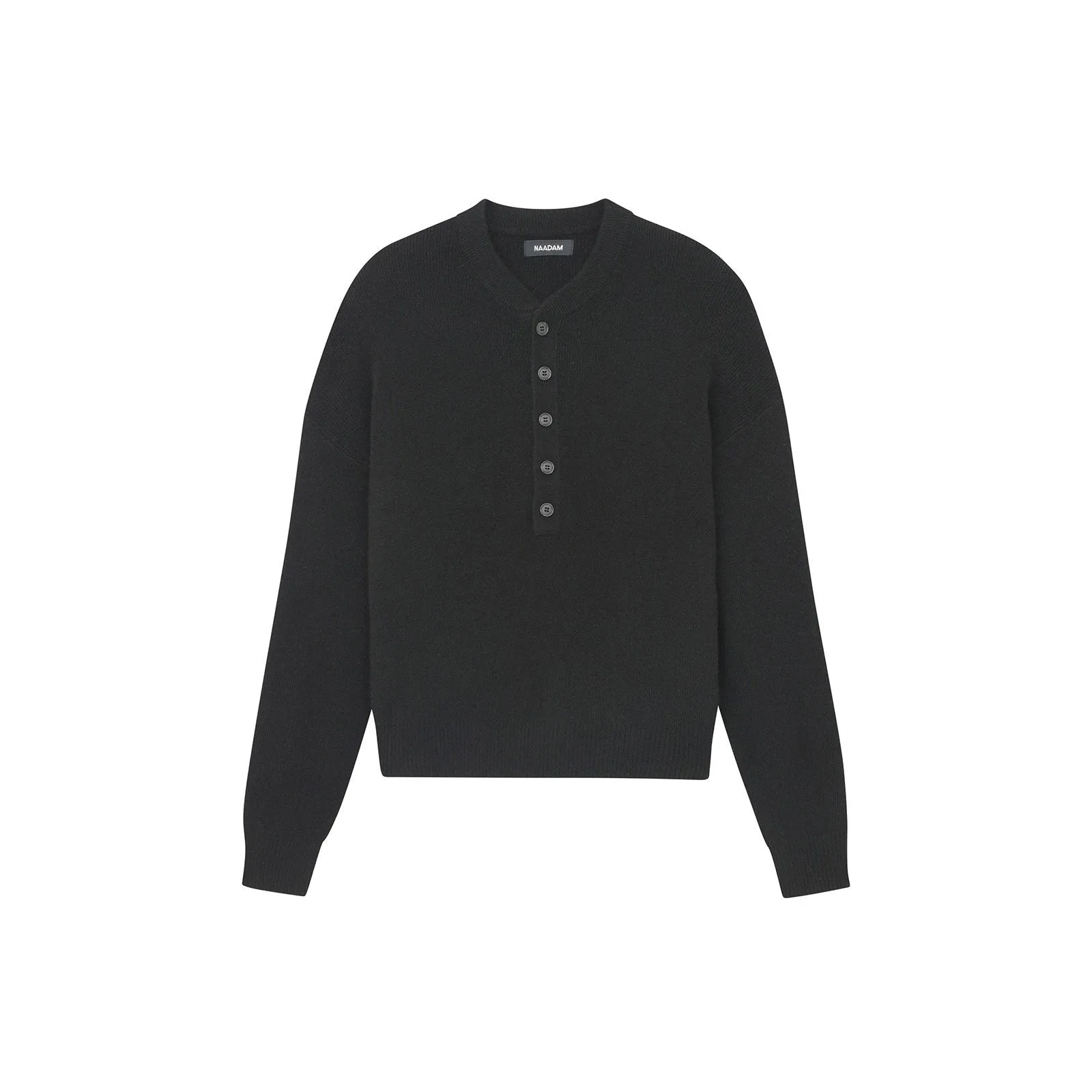Ribbed Cashmere Henley Sweater