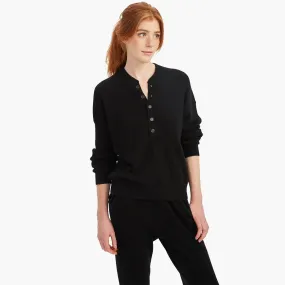Ribbed Cashmere Henley Sweater