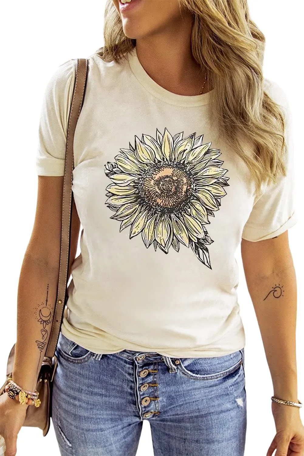Chulianyouhuo Sunflower Graphic Shirt for Women Cute Flower Short Sleeve Ladies Tee Tops Teen Girls Casual T Shirt