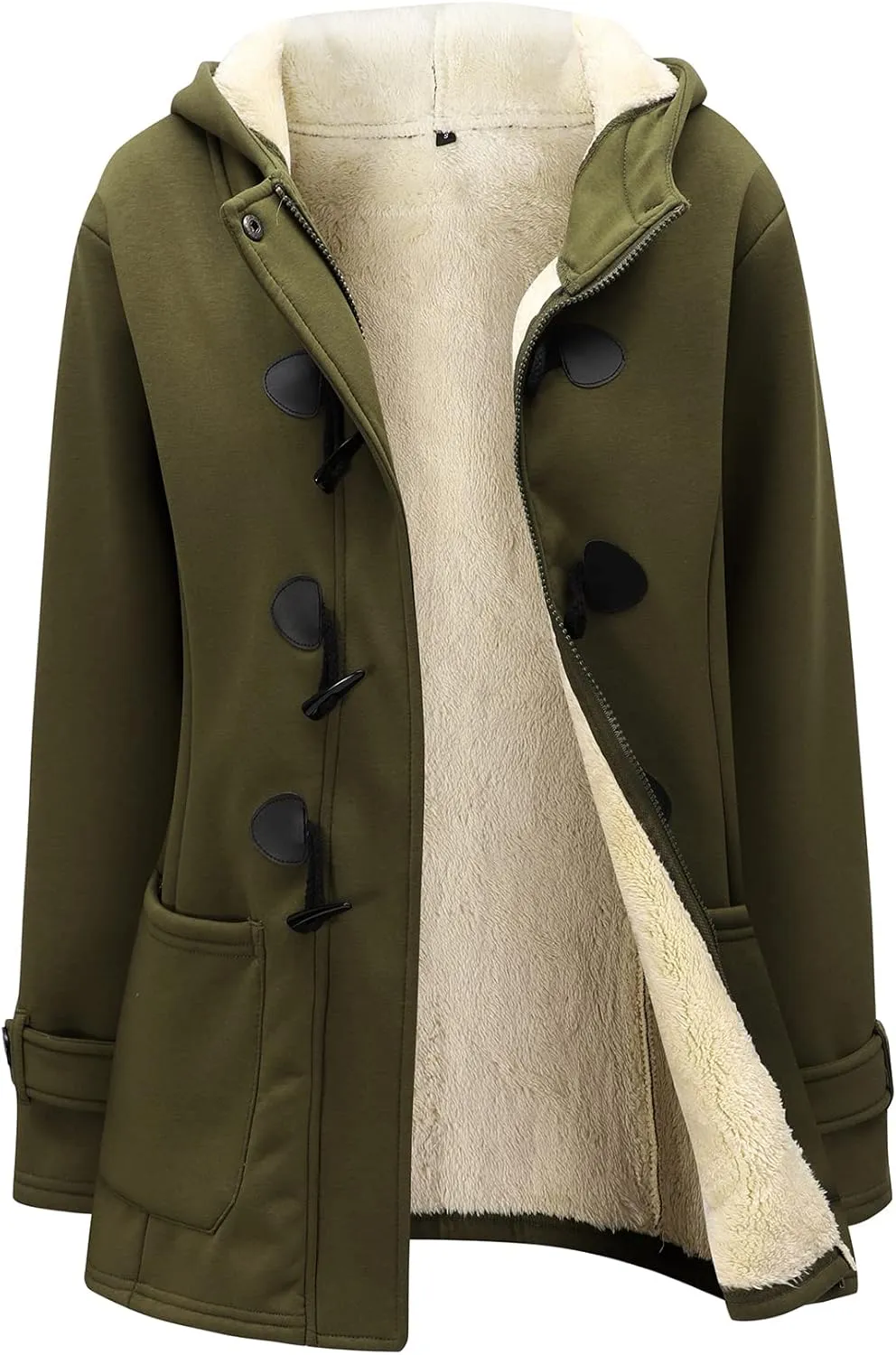 Gihuo Winter Jackets for Women Sherpa Lined Jacket Women Duffle Toggle Coat Hooded Fleece Jacket