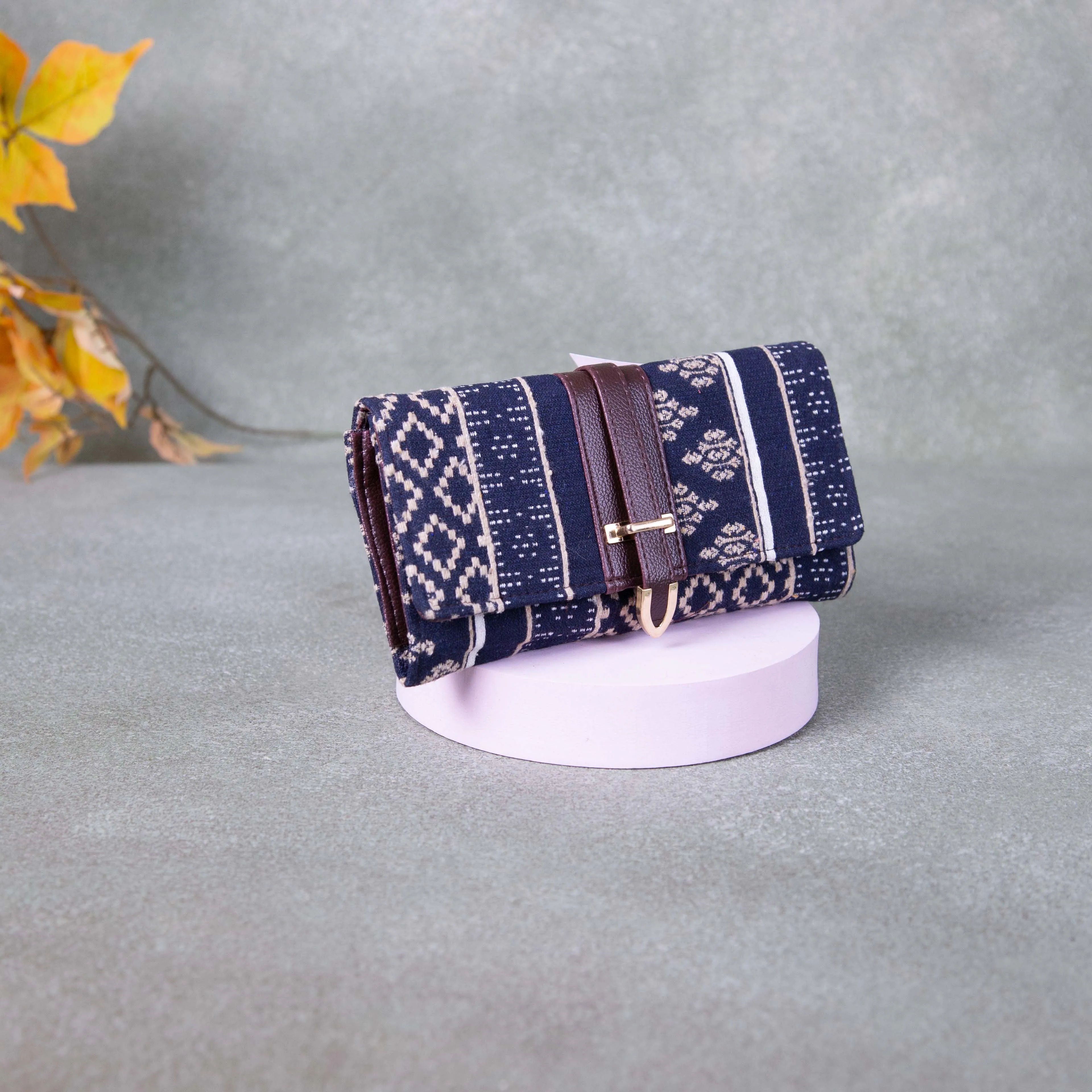 Handmade Wallets Classic Blue Colour With Small Diamond Design.