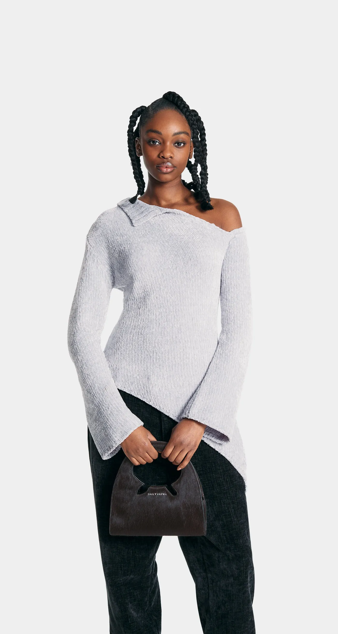 Amira Ice Blue Knitted Top for Women
