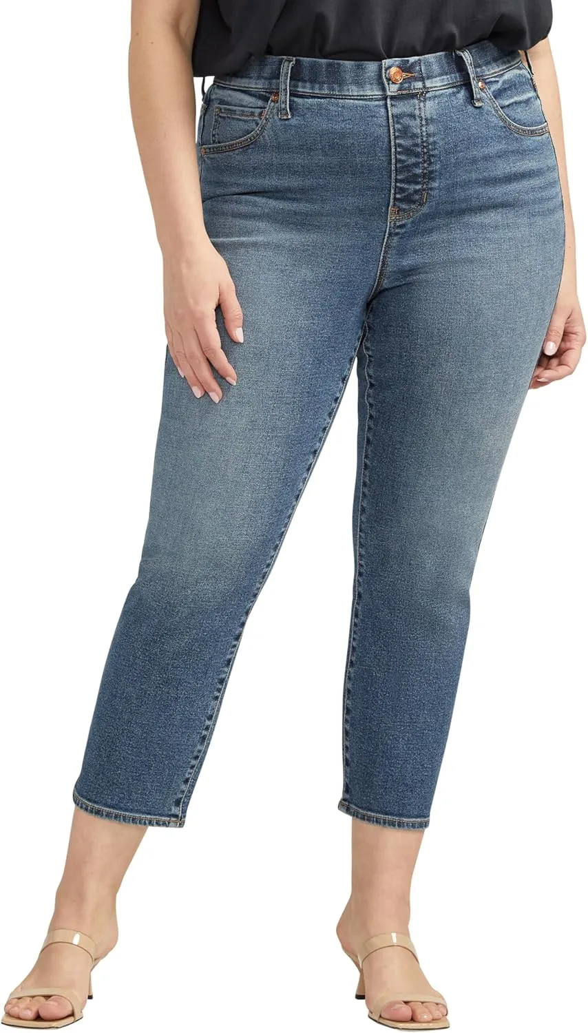 JAG Women's Plus Size Valentina High Rise Straight Leg Cropped Jeans