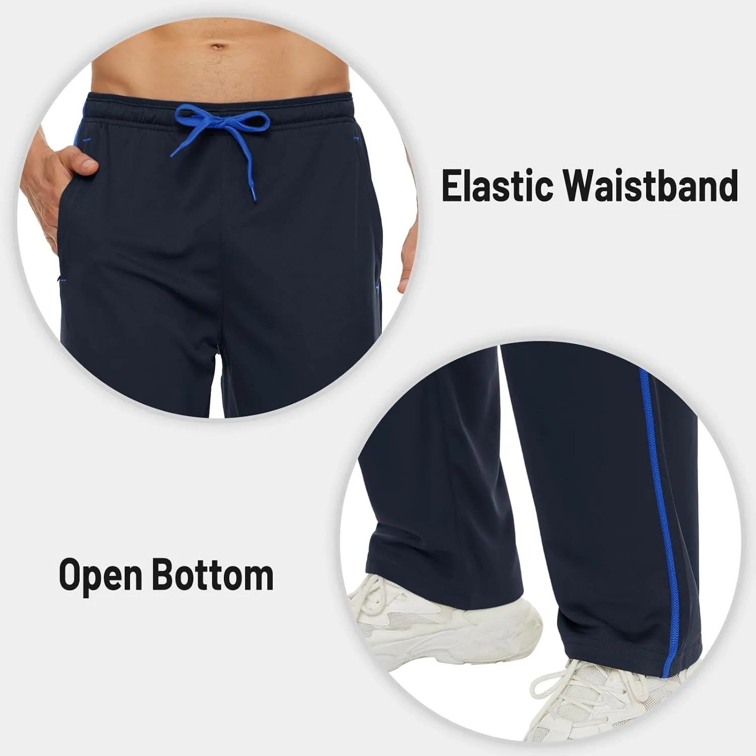 MAGNIVIT Men's Lightweight Sweatpants Loose Fit Open Bottom Mesh Athletic Pants with Zipper Pockets