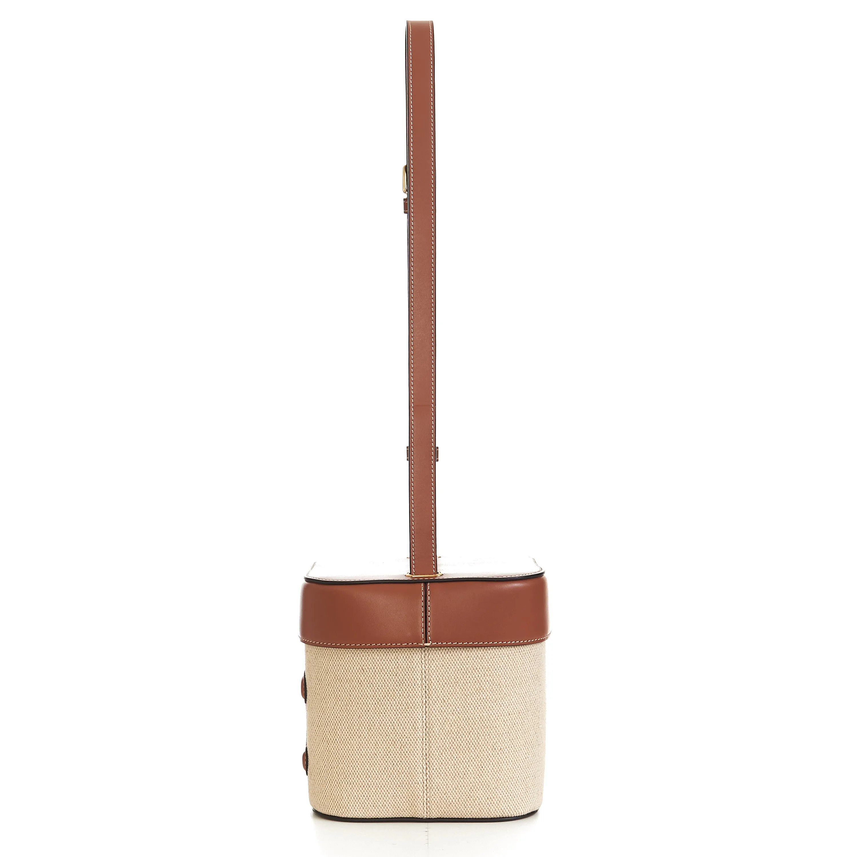 Medium Box Cuir Triomphe In Natural Textile & Tan Calfskin