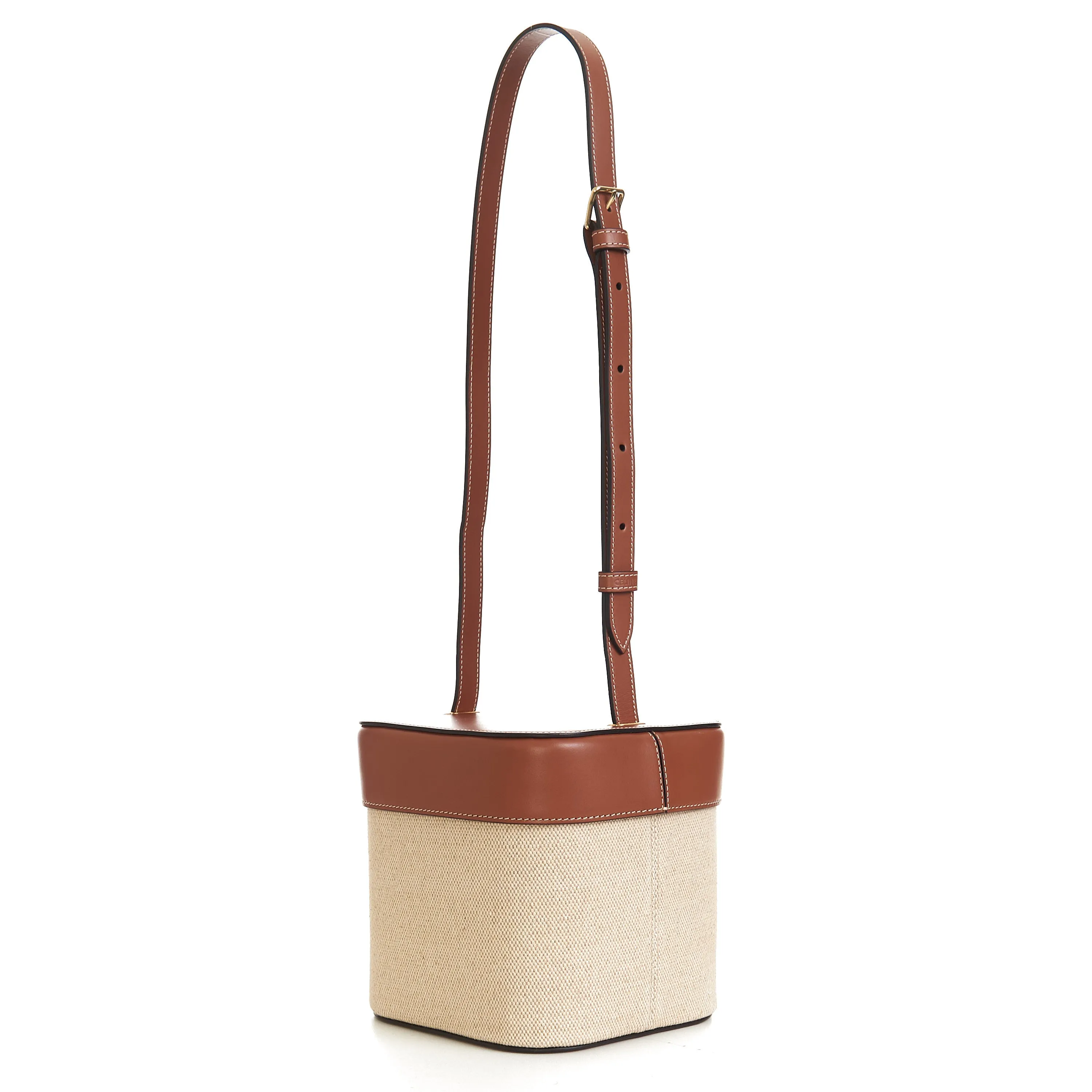Medium Box Cuir Triomphe In Natural Textile & Tan Calfskin