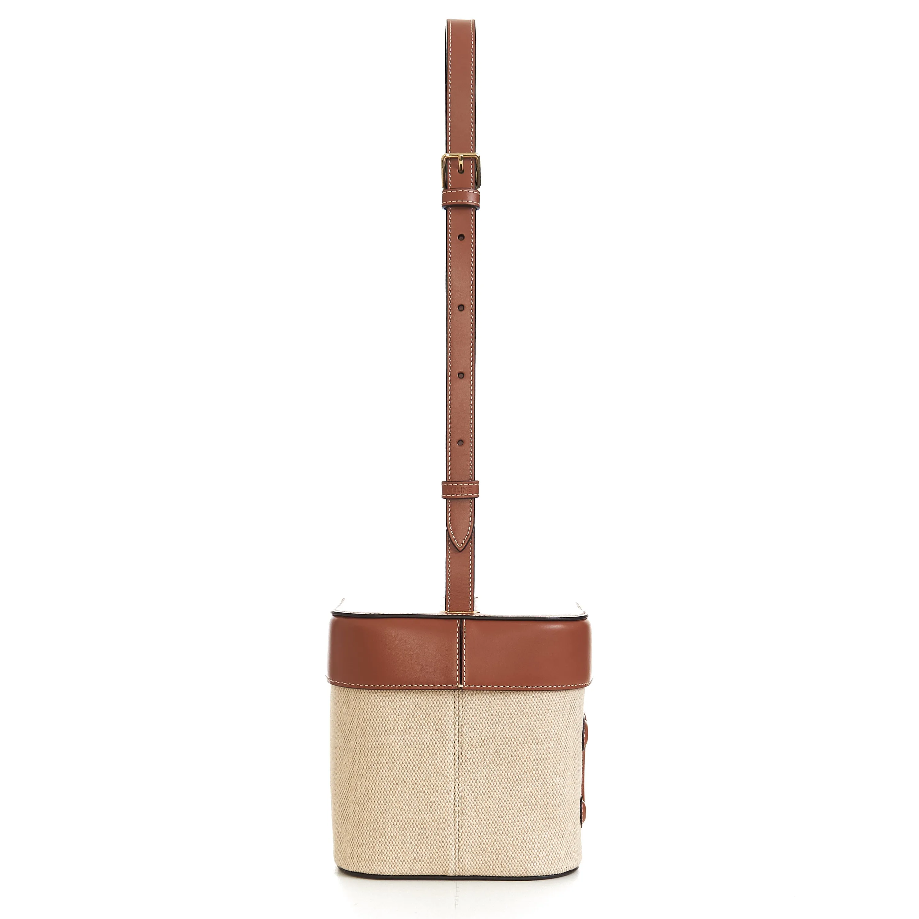 Medium Box Cuir Triomphe In Natural Textile & Tan Calfskin