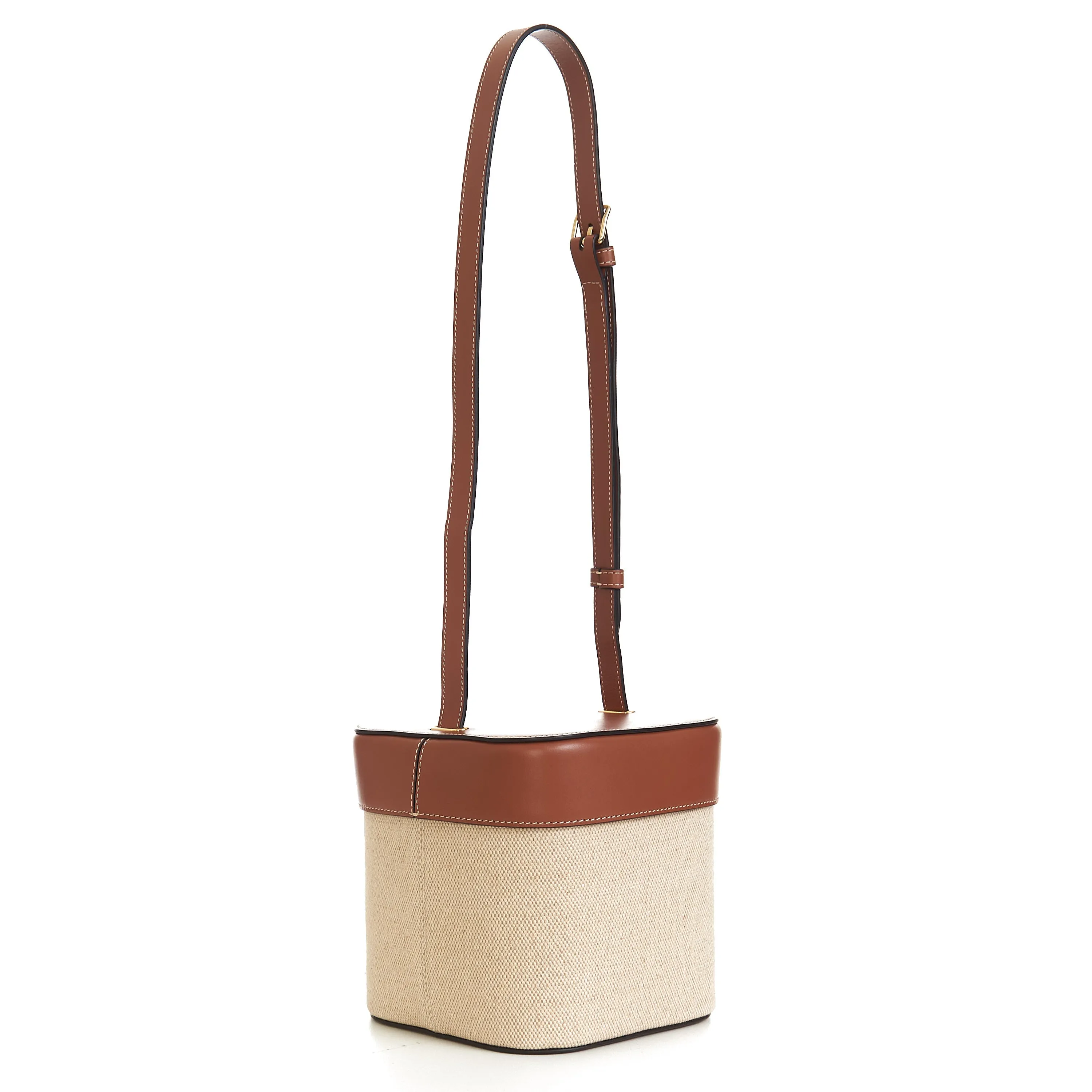 Medium Box Cuir Triomphe In Natural Textile & Tan Calfskin