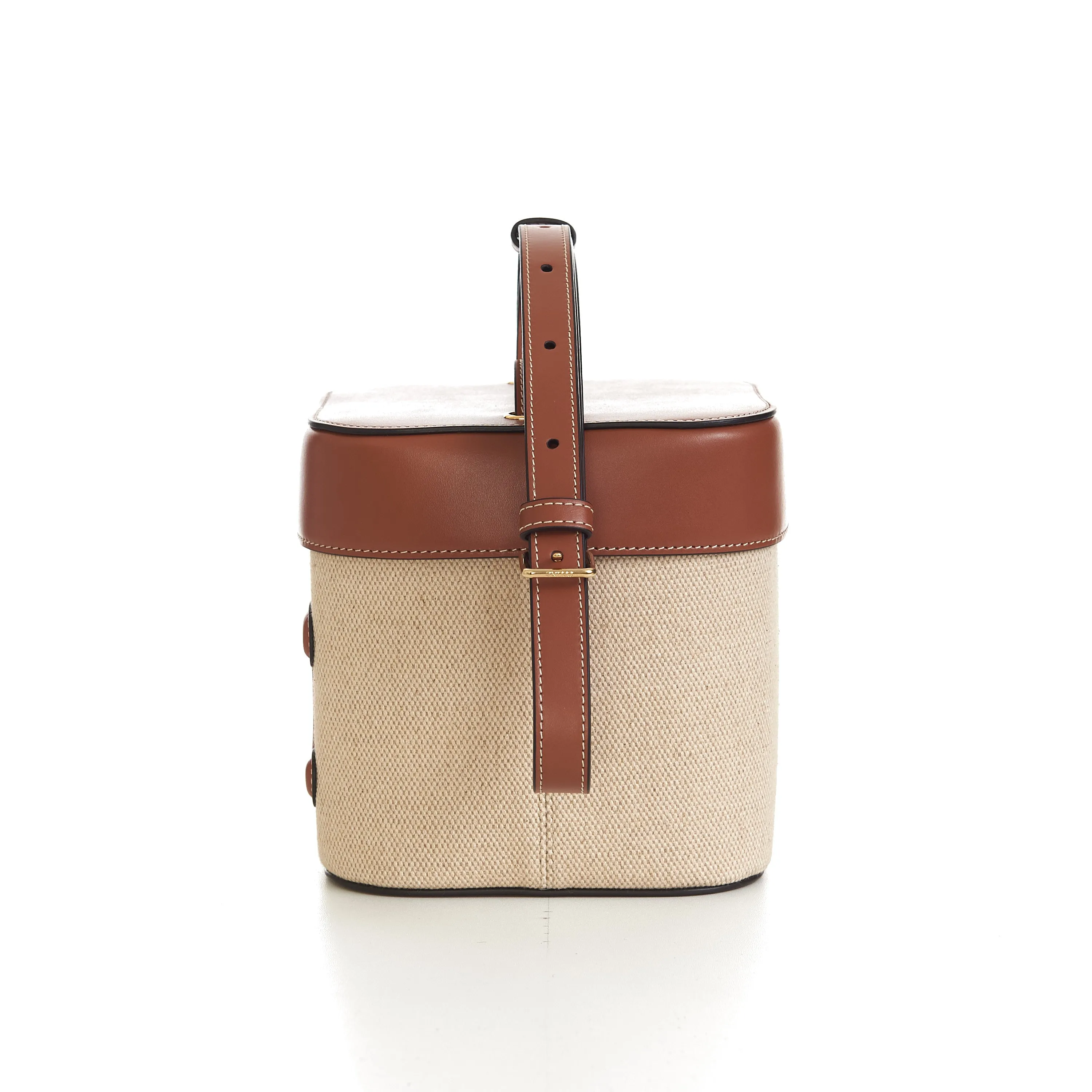 Medium Box Cuir Triomphe In Natural Textile & Tan Calfskin