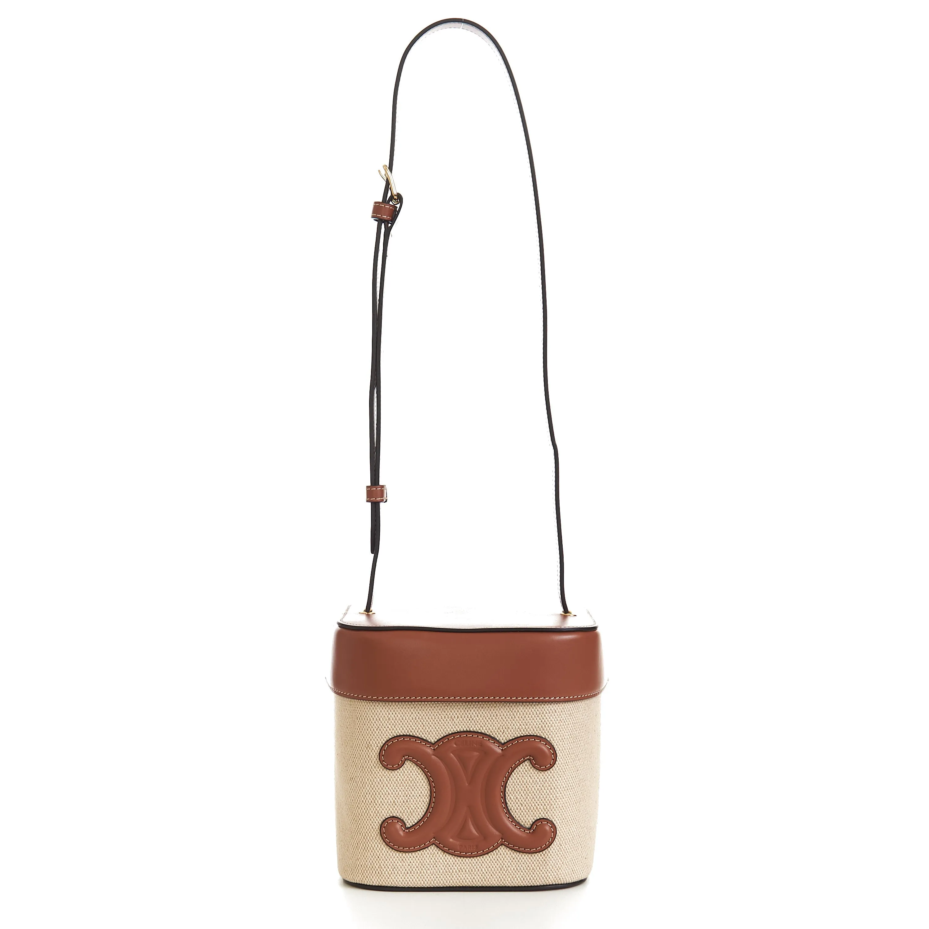 Medium Box Cuir Triomphe In Natural Textile & Tan Calfskin
