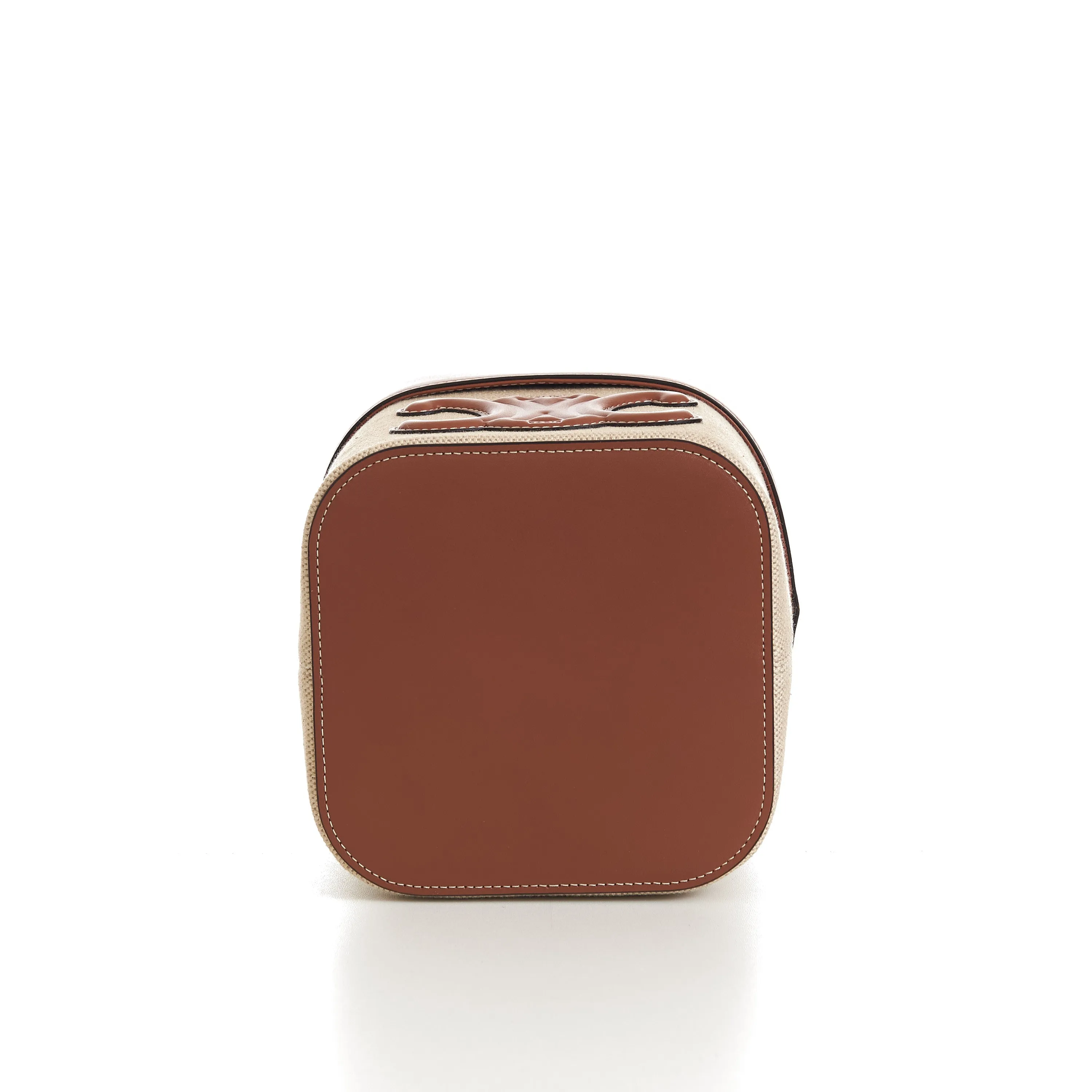 Medium Box Cuir Triomphe In Natural Textile & Tan Calfskin
