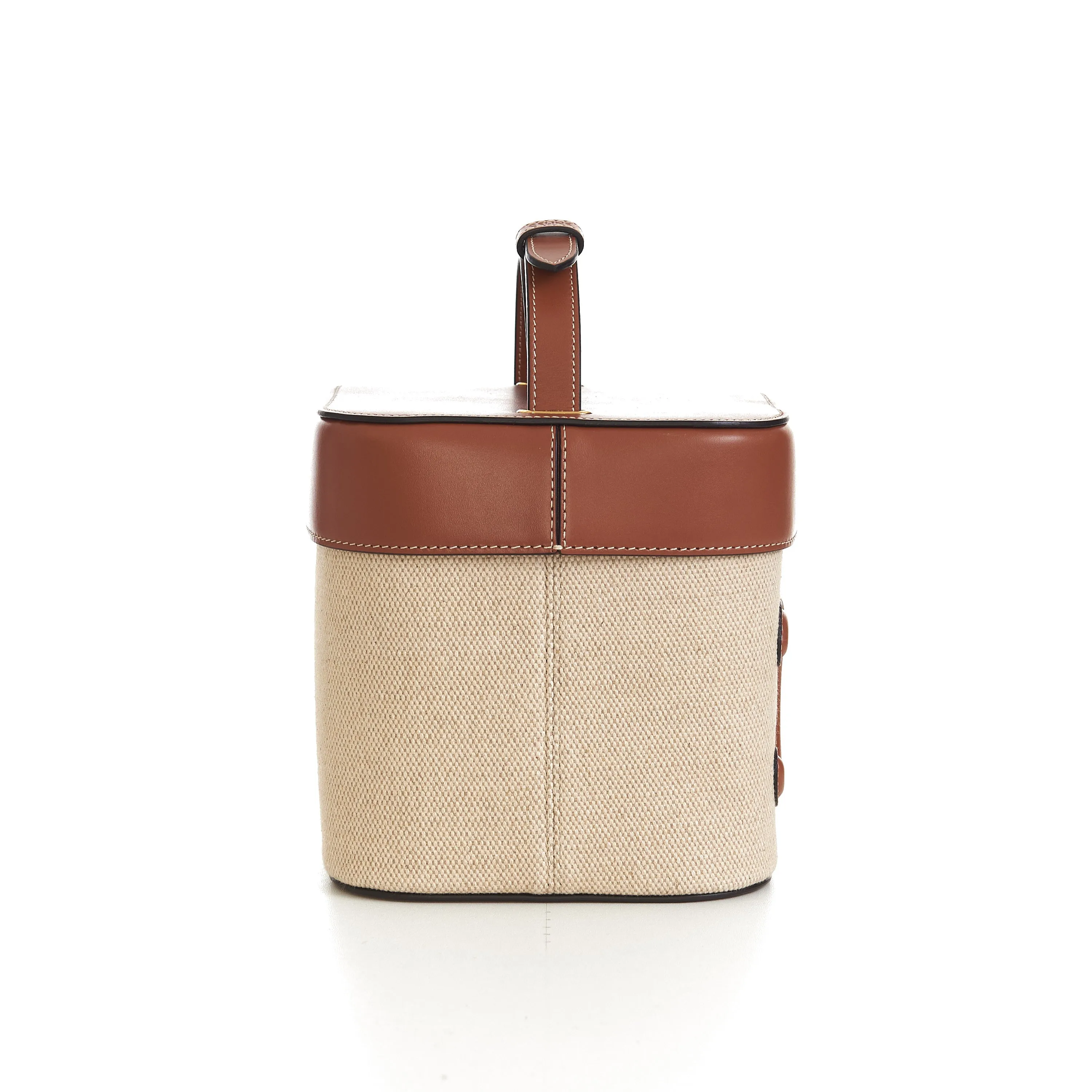 Medium Box Cuir Triomphe In Natural Textile & Tan Calfskin