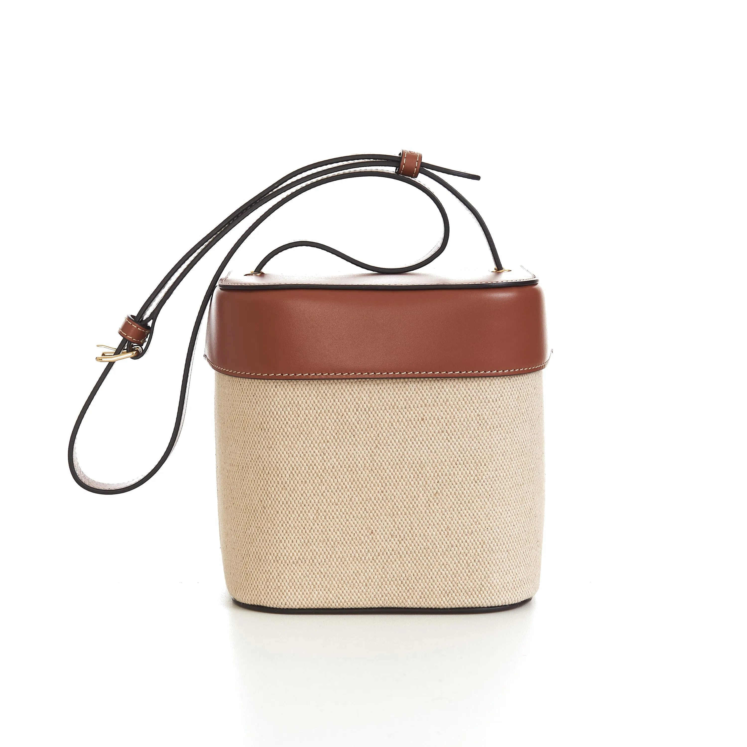 Medium Box Cuir Triomphe In Natural Textile & Tan Calfskin