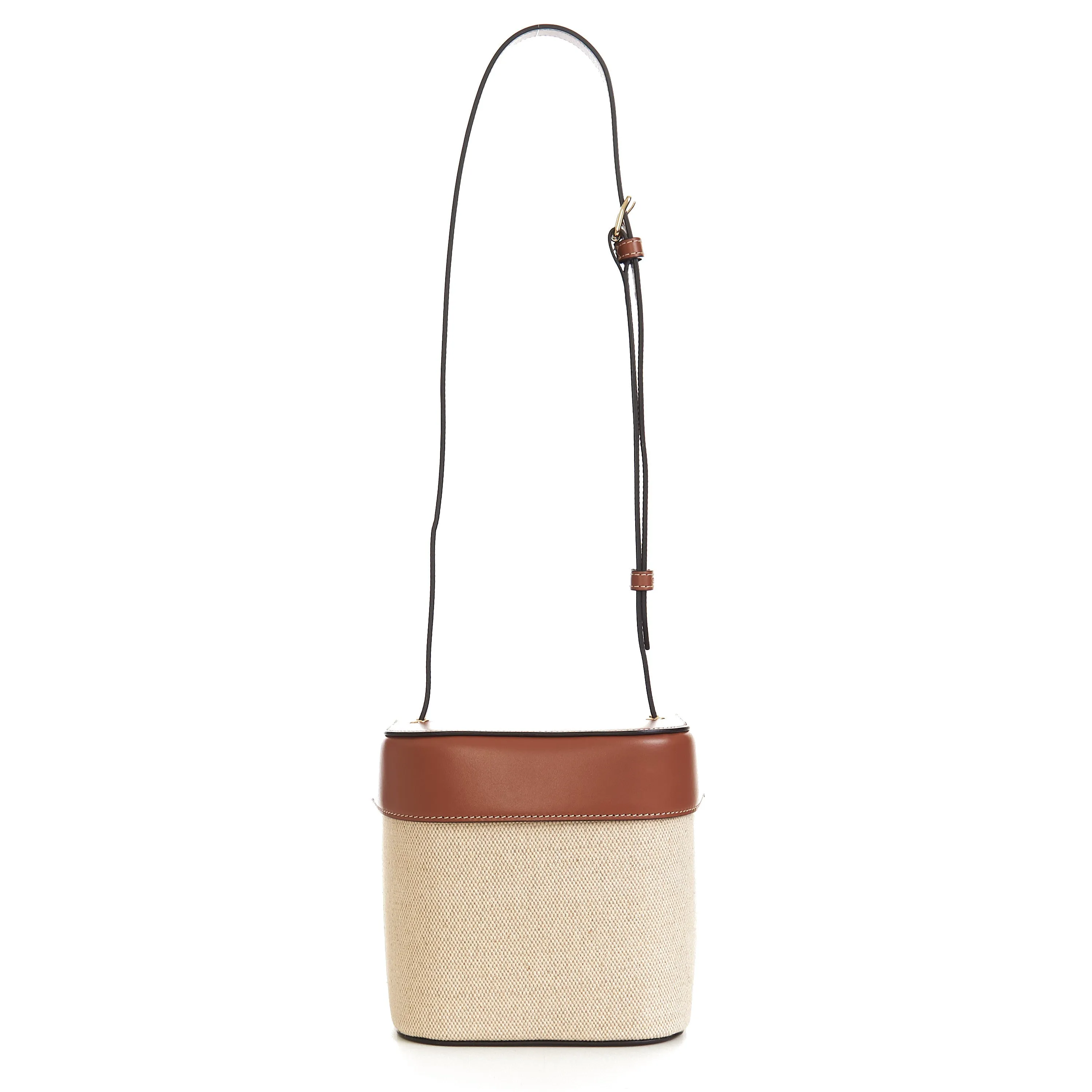Medium Box Cuir Triomphe In Natural Textile & Tan Calfskin