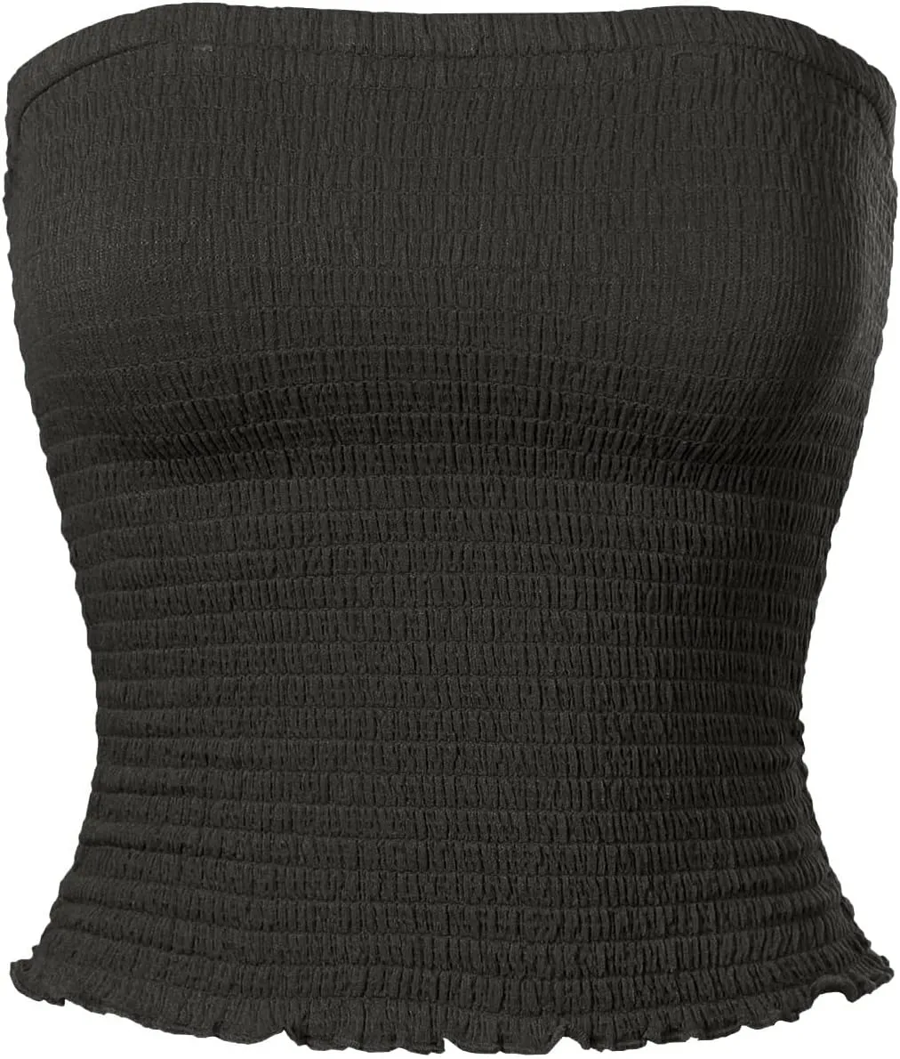 MixMatchy Women's Strapless Tube Tops Stretchy Sleeveless Sexy Summer Bandeau Crop Tank