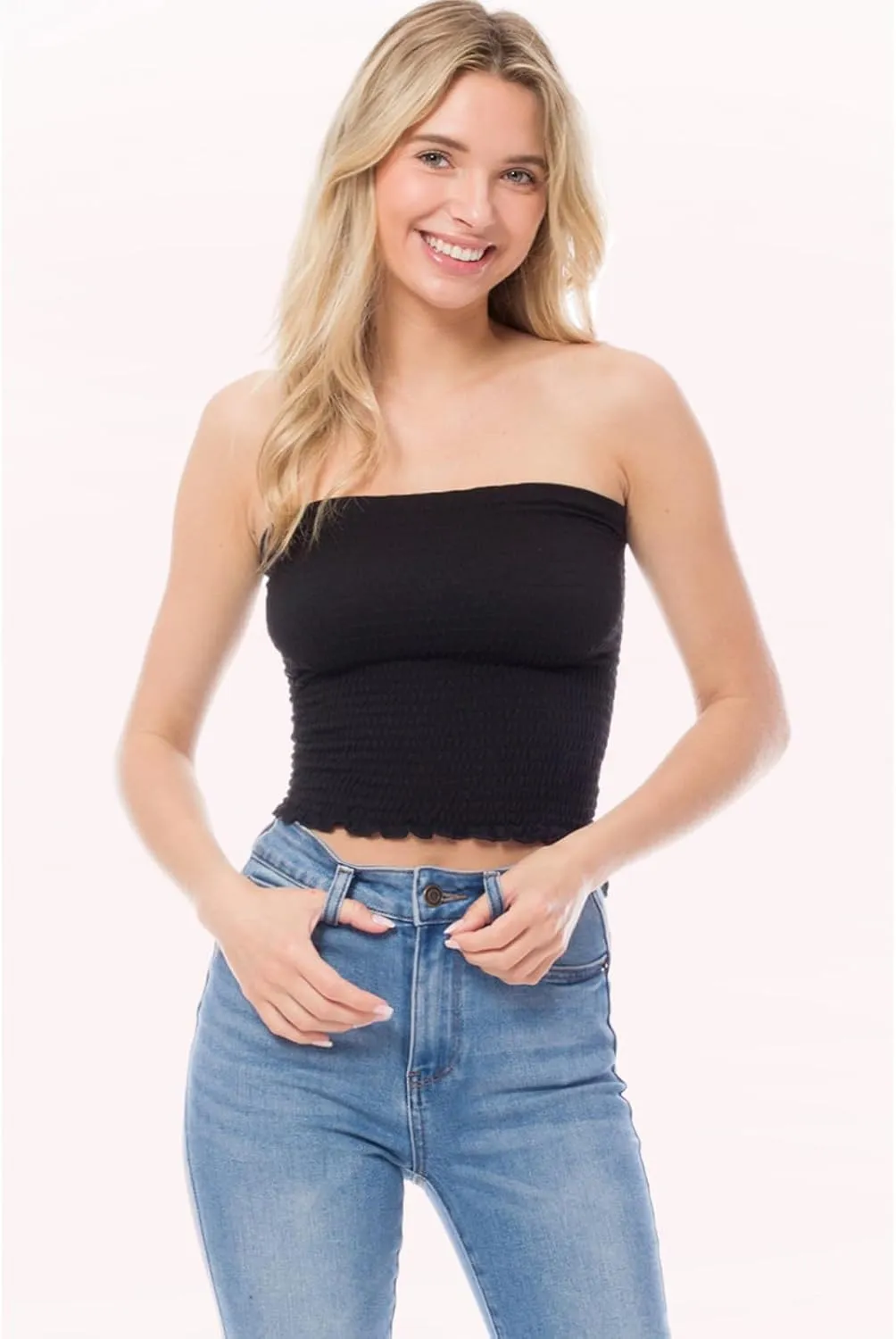 MixMatchy Women's Strapless Tube Tops Stretchy Sleeveless Sexy Summer Bandeau Crop Tank