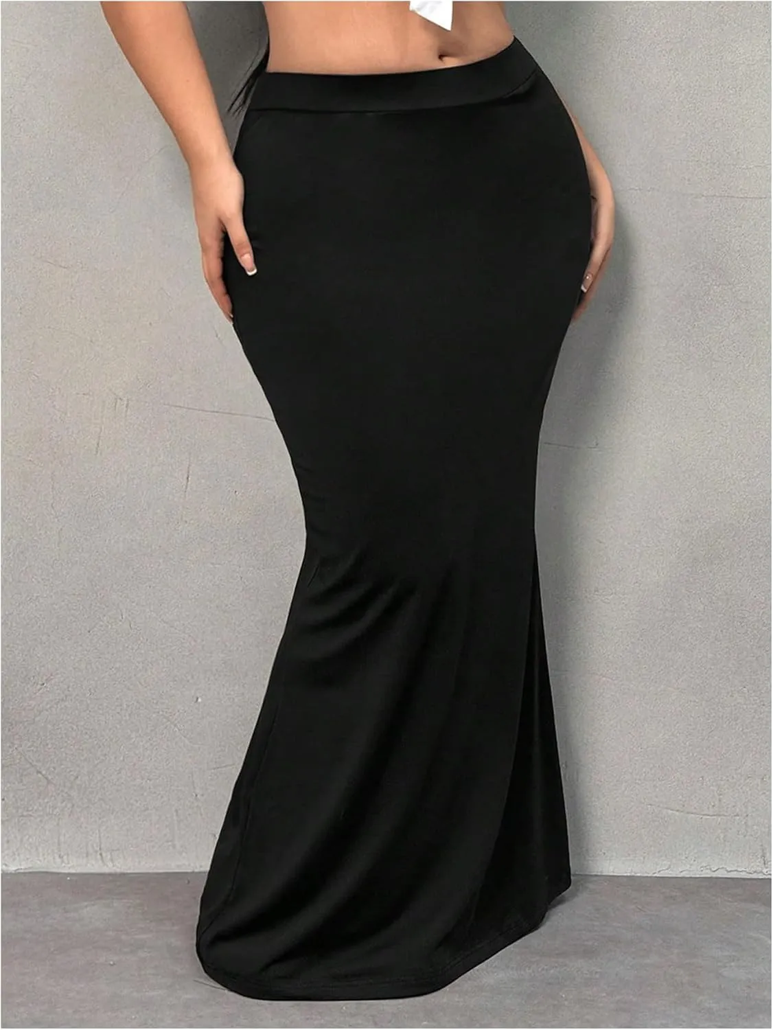 OYOANGLE Women's Plus Size Elastic High Waist Maxi Skirt Summer Casual Bodycon Pencil Skirts