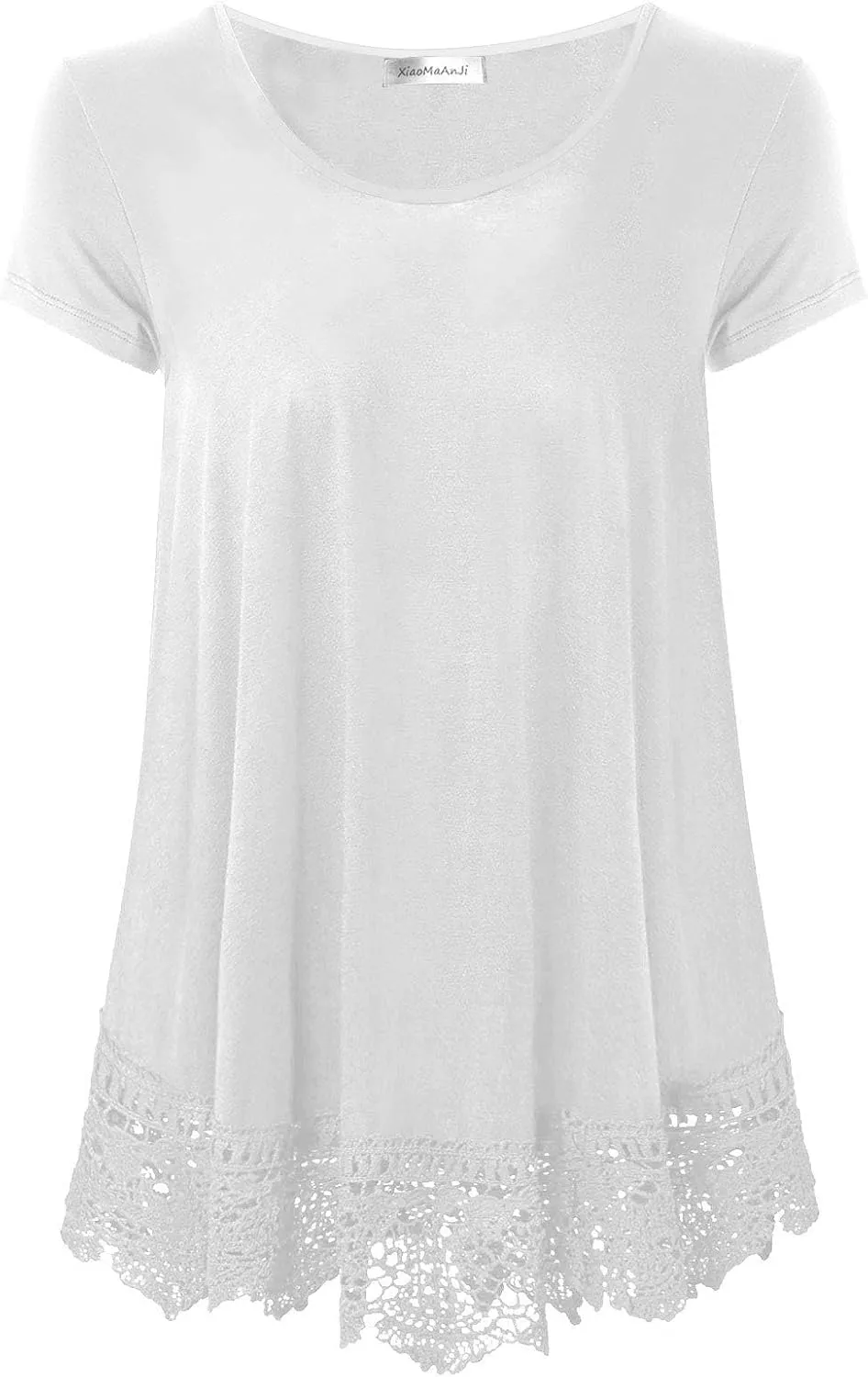 Plus Size Tunic Tops for Women Blouses Shirt Loose Fit Lace Extender Short Sleeve Halloween