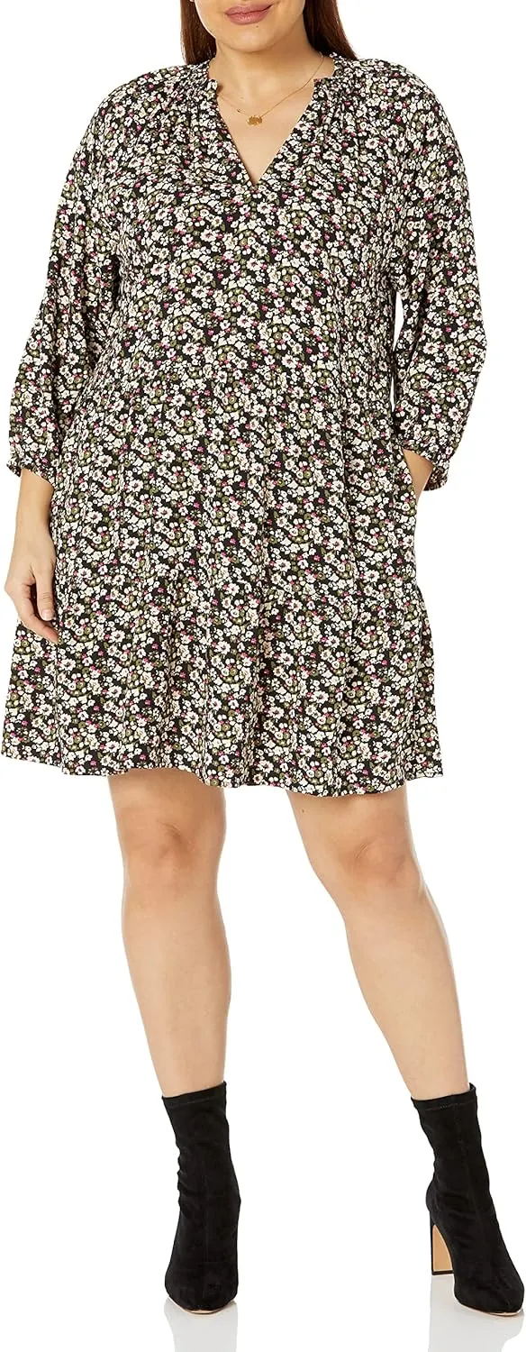 The Drop Women's @Caralynmirand Ruffle-Neck Tiered Mini Dress