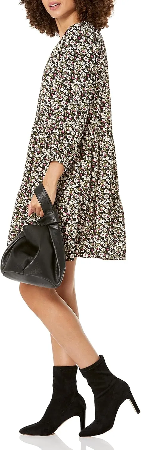 The Drop Women's @Caralynmirand Ruffle-Neck Tiered Mini Dress