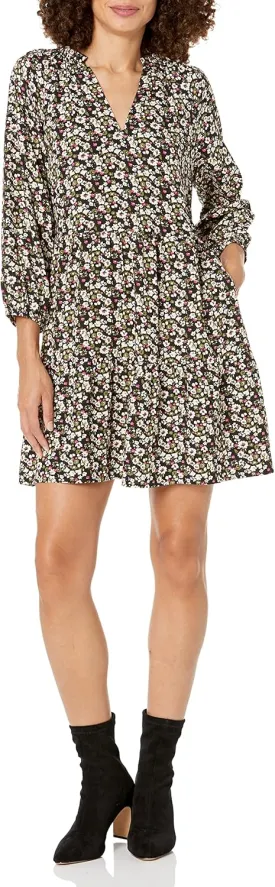 The Drop Women's @Caralynmirand Ruffle-Neck Tiered Mini Dress