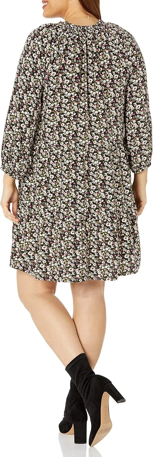 The Drop Women's @Caralynmirand Ruffle-Neck Tiered Mini Dress