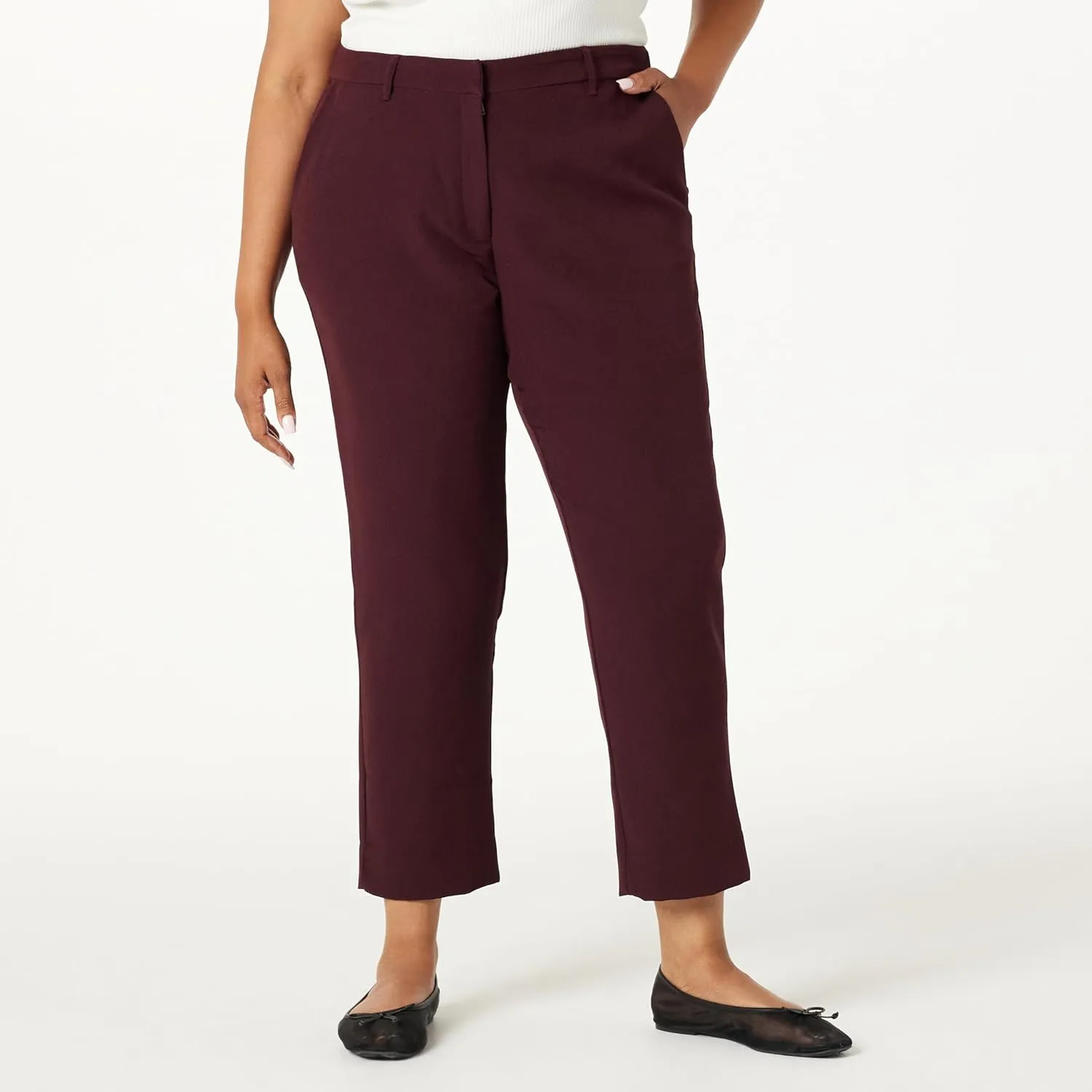 The Drop Women's Sheilaa Slim Flat Front Trouser