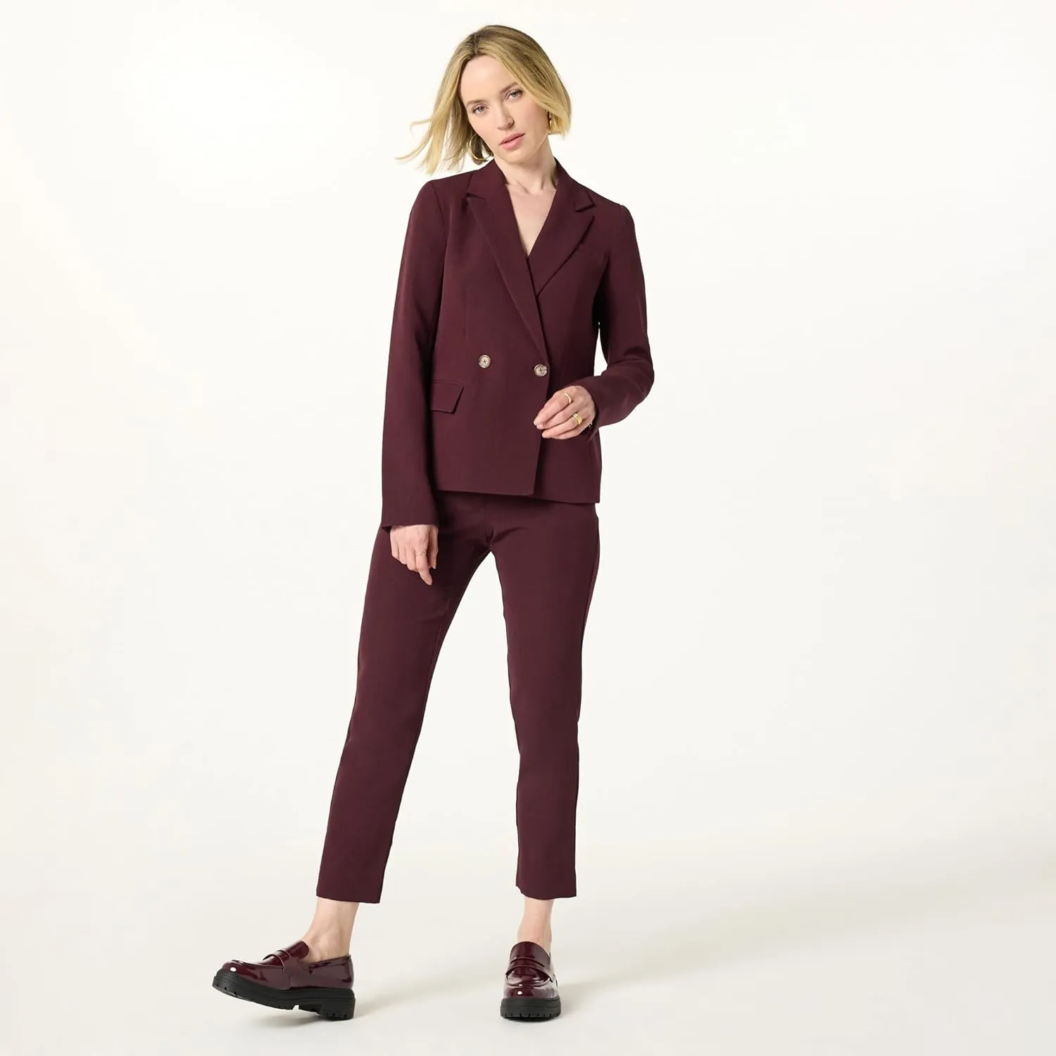 The Drop Women's Sheilaa Slim Flat Front Trouser