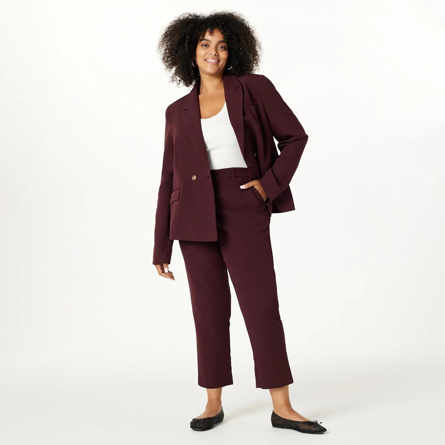 The Drop Women's Sheilaa Slim Flat Front Trouser