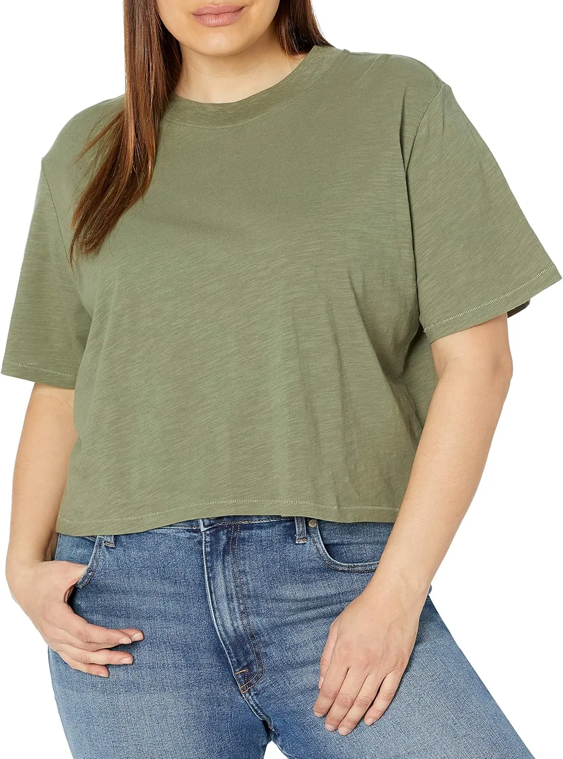 The Drop Women's Sydney Short-Sleeve Cropped Crew Neck T-Shirt