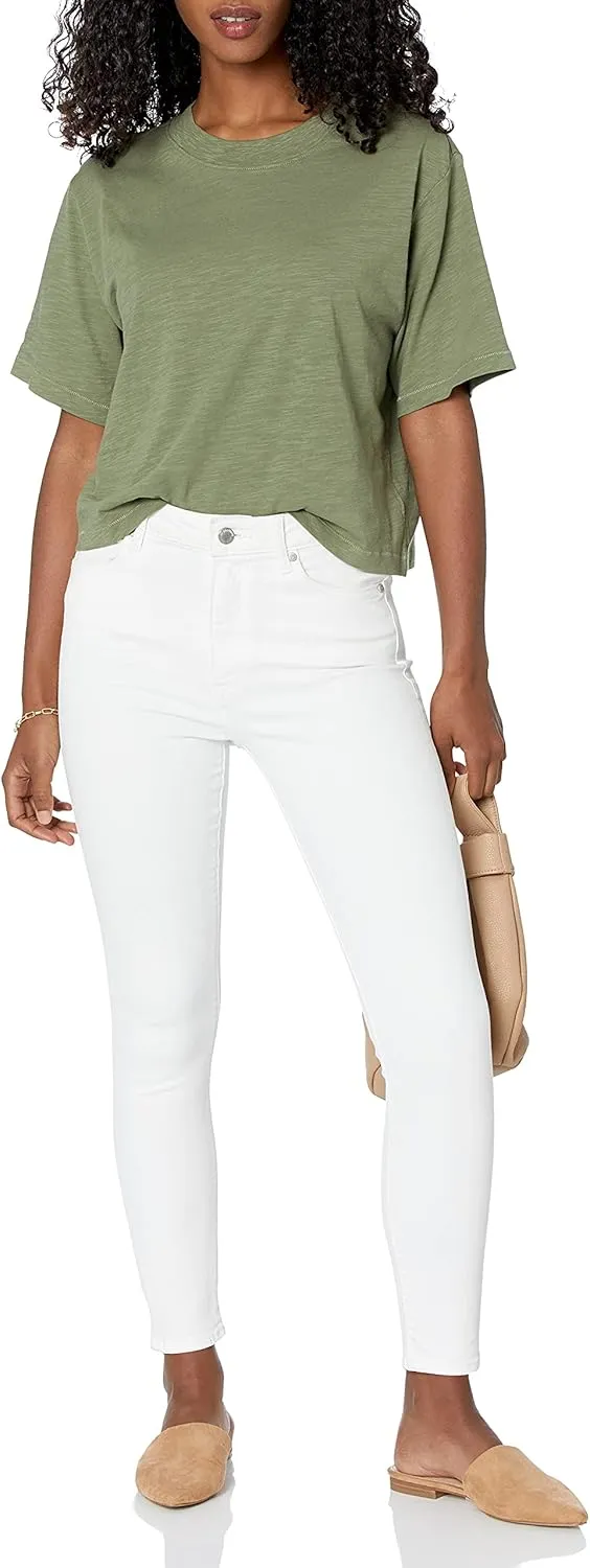 The Drop Women's Sydney Short-Sleeve Cropped Crew Neck T-Shirt