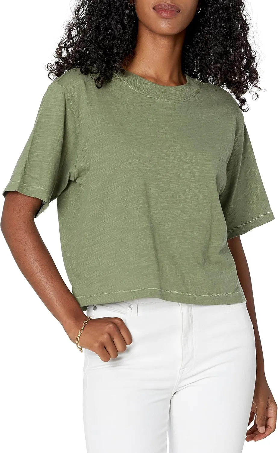 The Drop Women's Sydney Short-Sleeve Cropped Crew Neck T-Shirt