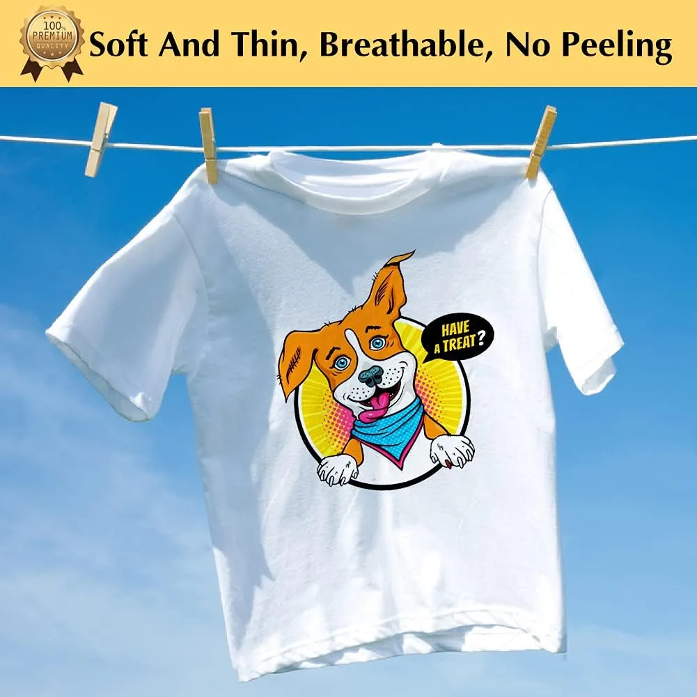 TransOurDream Heat Transfer Paper for T Shirts (20 Sheets, 8.5x11") Printable Heat Transfer Vinyl for Inkjet Printer Iron on Transfers for Light & White Fabrics (Trans-1)