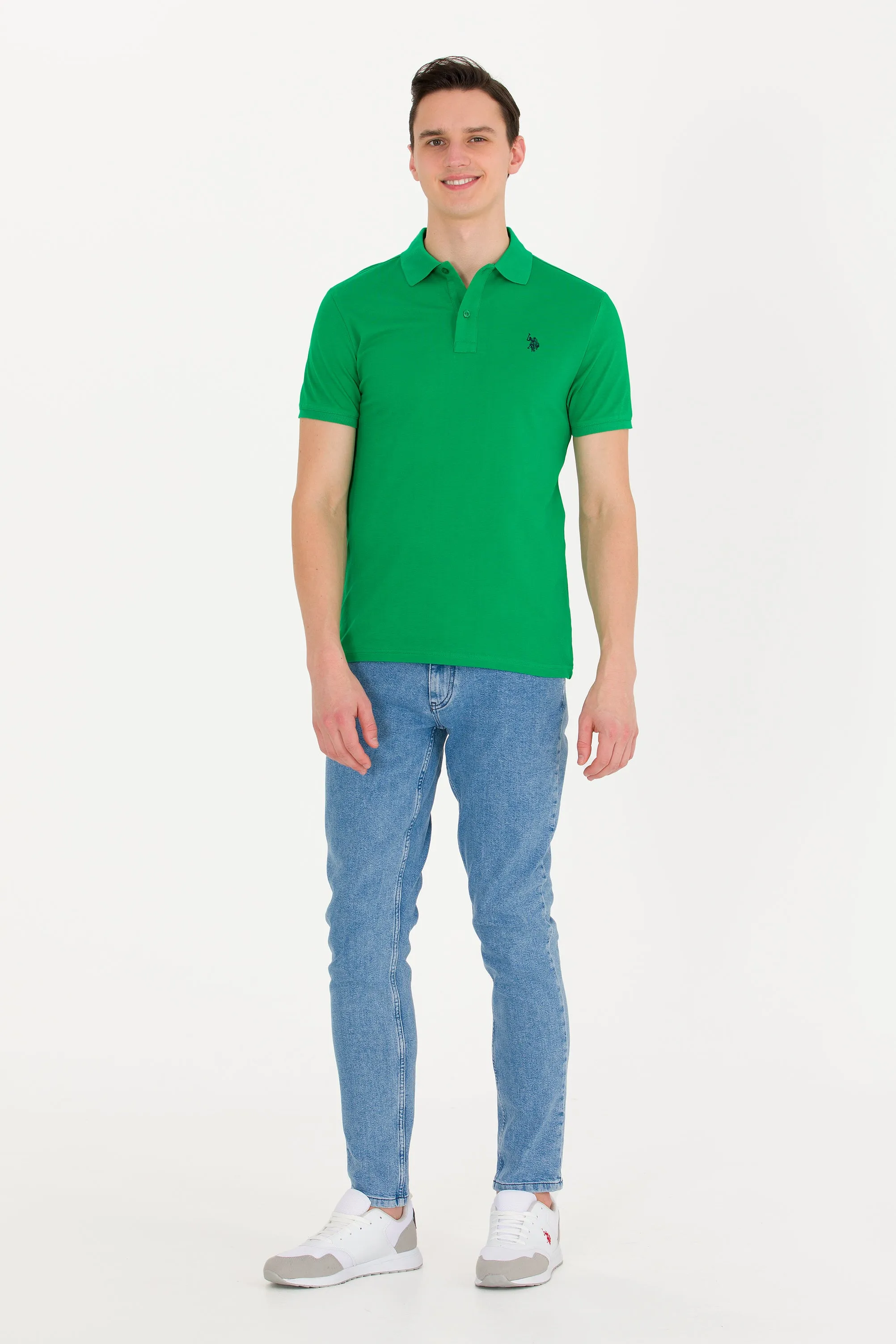 USPA Polo Shirt Men Green Apple VR020 USPOM209 Single Color Horse US Polo Assn.