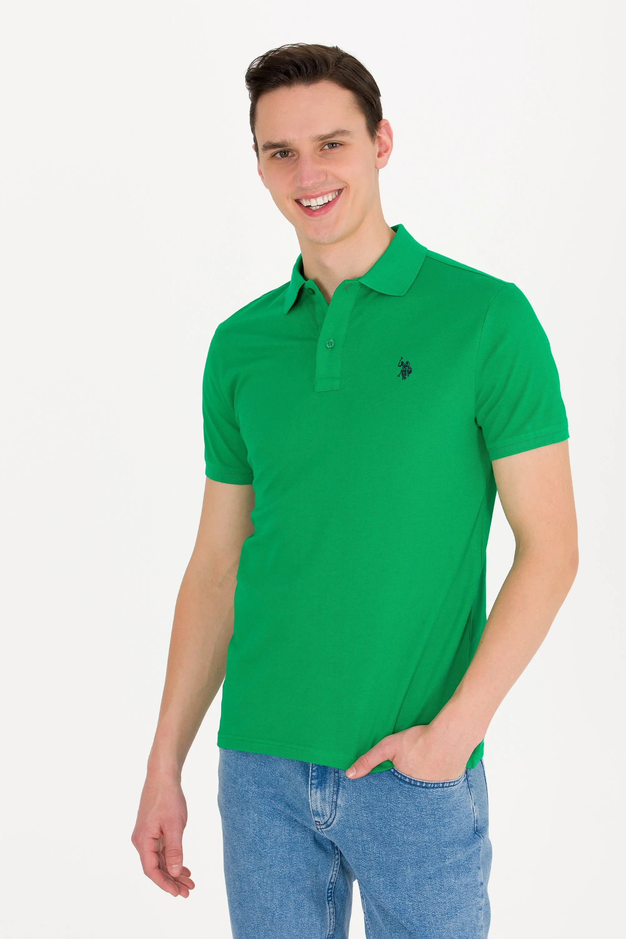 USPA Polo Shirt Men Green Apple VR020 USPOM209 Single Color Horse US Polo Assn.