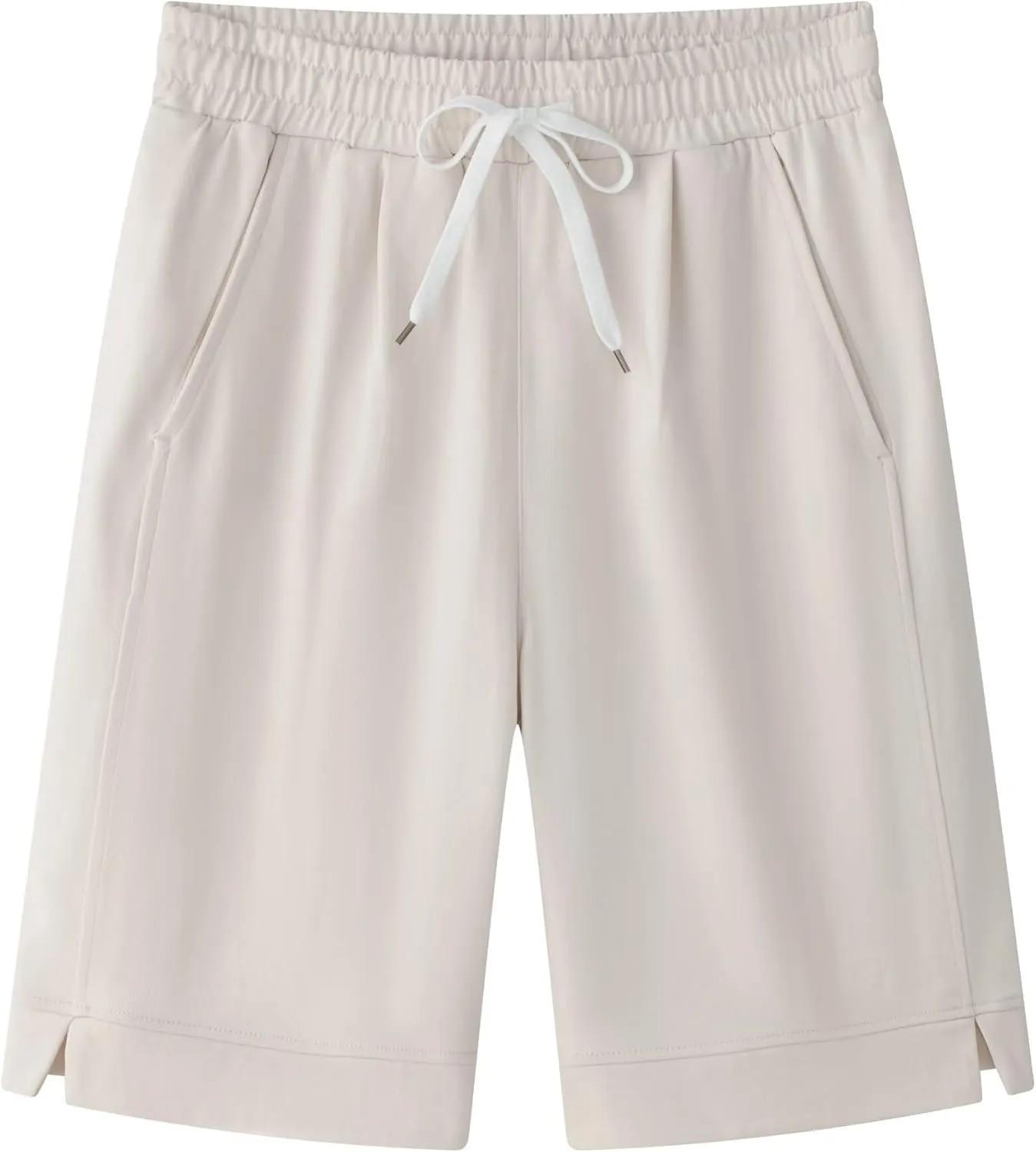 Vcansion Women's Casual Cotton Elastic Waist Drawstring Bermuda Shorts with Pockets
