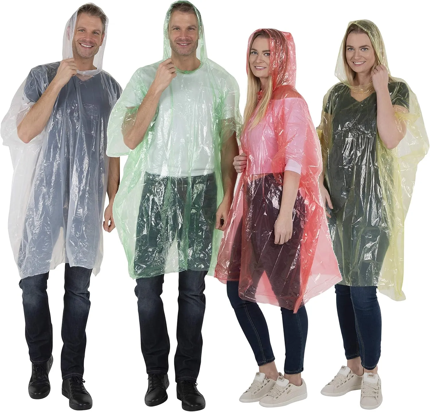 Wealers Rain Ponchos for Adults Teens Disposable Bulk Pack Emergency Raincoat Parks Outdoors Multi Colors Waterproof