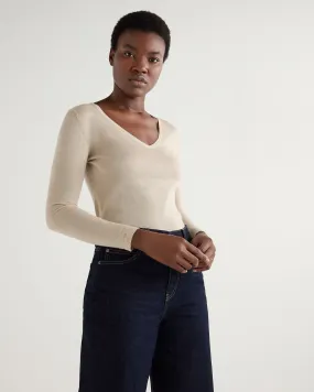 Women's Imogen Superfine Cashmere V Neck Sweater Sandstone Brown