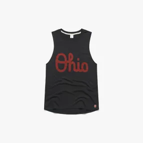 Womens Sleeveless Ohio Script Tee